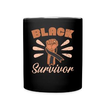 Black Survivor Skin Cancer Awareness - Full Colour Mug - black - Front