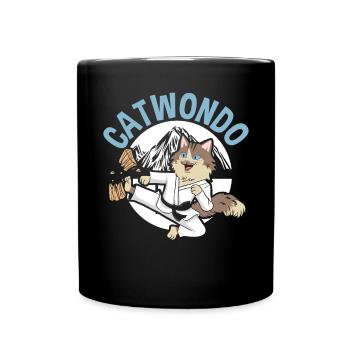Catwondo MMA Mixed Martial Arts Taekwondo Katze - Tasse einfarbig - Schwarz - Vorne