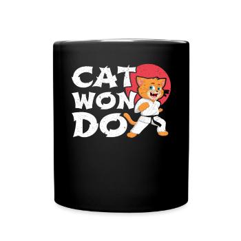 Catwondo MMA Mixed Martial Arts Taekwondo Katze - Tasse einfarbig - Schwarz - Vorne