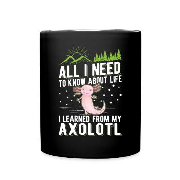 Axolotl Gift Tailed Amphibian - Full Colour Mug - black - Front