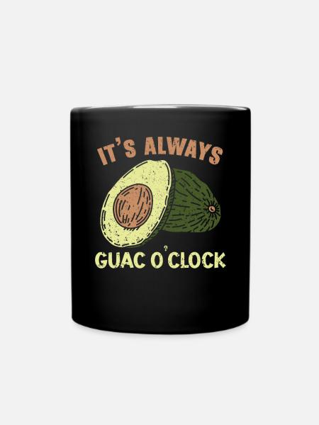 It's Always Guac O'clock Avocado Fruit Guacamole - Full Colour Mug - black