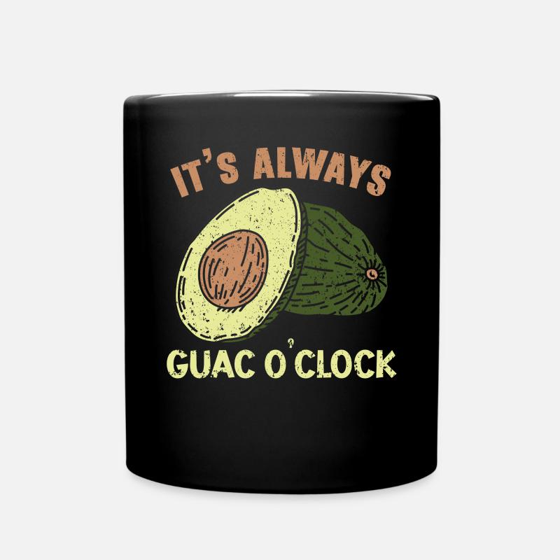 It's Always Guac O'clock Avocado Fruit Guacamole - Full Colour Mug - black