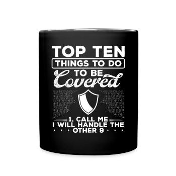Agent d’assurance Top Ten Choses à couvrir - Mug uni - noir - Devant