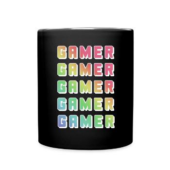 Gamer Rainbow Mehrfachdruck - Tasse einfarbig - Schwarz - Vorne