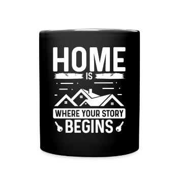 Real Estate Agent Home is where your story begins - Full Colour Mug - black - Front