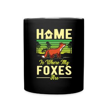 Home is where my Foxes are Fuchs - Full Colour Mug - black - Front
