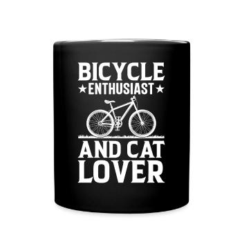 Bicycle Enthusiast And Cat Lover I Mountain Biking - Full Colour Mug - black - Front