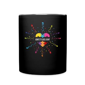 Konfetti Karneval Fasnacht Fasching Fastelovend - Tasse einfarbig - Schwarz - Vorne