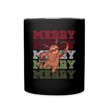 Joyeux Noël Joyeux Paresseux Sapin de Noël - Mug uni - noir - Devant