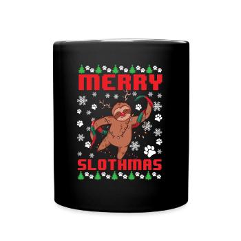 Vilain pull flocon de neige paresseux Noël - Mug uni - noir - Devant