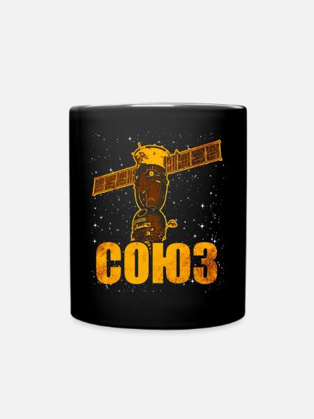 Sowjetisches Sojus Raumschiff - Tasse einfarbig - Schwarz