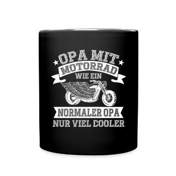 Opa Mit Motorrad Wie Ein Normaler Opa Lustige - Tasse einfarbig - Schwarz - Vorne