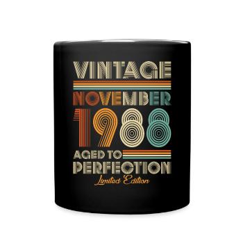 Vintage Aged To Perfection November 1988 - Tasse einfarbig - Schwarz - Vorne