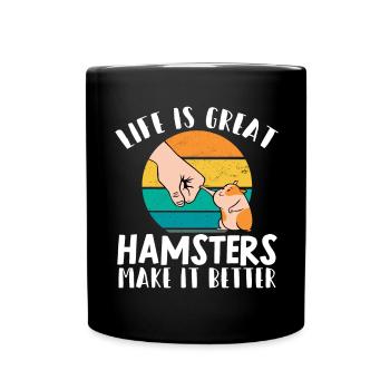 Hamster Geschenk Hamsterliebhaber - Tasse einfarbig - Schwarz - Vorne