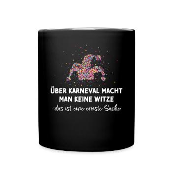 Karneval Narrenkappe Konfetti 5. Jahreszeit Narren - Tasse einfarbig - Schwarz - Vorne