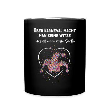 Karneval Fasching Narrenkappe Konfetti Narren Jeck - Tasse einfarbig - Schwarz - Vorne