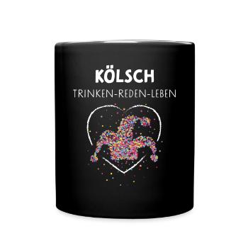 Kölsch Kölner Karneval Kölnerin Fasching Konfetti - Tasse einfarbig - Schwarz - Vorne