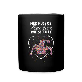 Kölner Karneval Fasching Kölsch Narrenkappe Kölle - Tasse einfarbig - Schwarz - Vorne