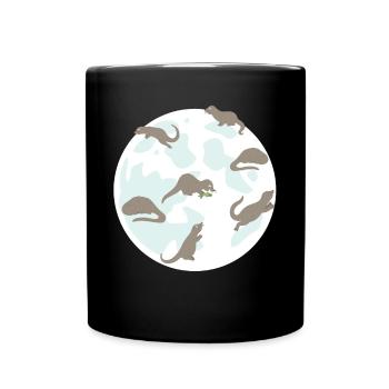 Otter on the Moon - Otter Space - Full Colour Mug - black - Front
