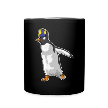 Pinguin Handballspieler Handball - Tasse einfarbig - Schwarz - Vorne