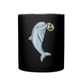 Delfin Handballspieler Handball - Tasse einfarbig - Schwarz - Vorne