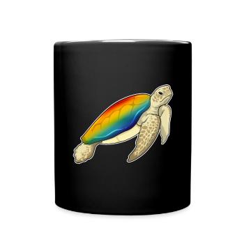 Turtle Rainbow - Full Colour Mug - black - Front