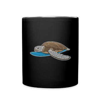 Turtle Surfing Surfboard Summer - Full Colour Mug - black - Front