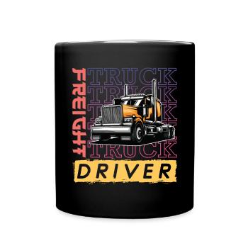 Chauffeur de camion de fret Wheeler / LKW Fahrer - Mug uni - noir - Devant