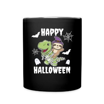 Sloth Happy Halloween T-Rex Mummy Costume - Full Colour Mug - black - Front