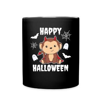 Monkey Happy Halloween Cute Devil Kids Costume - Full Colour Mug - black - Front