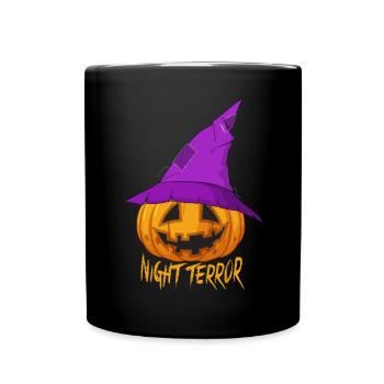 Nightmare Pumpkin mit Hexenhut Happy Halloween Sca - Tasse einfarbig - Schwarz - Vorne