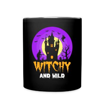 Witchy Halloween Party Hexe Scary House Ghost - Tasse einfarbig - Schwarz - Vorne