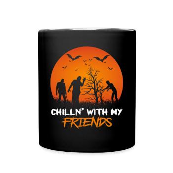 Halloween Nightmare Zombie mit Fledermaus Fröhlich - Tasse einfarbig - Schwarz - Vorne