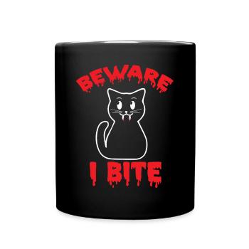 Vampire Cat Halloween Party Bloodbite Nightmare Kat - Full Colour Mug - black - Front