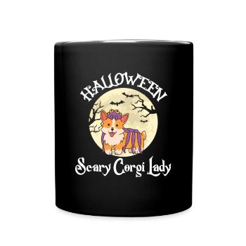 Cute Corgi Ladies Halloween Party Dog Love - Full Colour Mug - black - Front