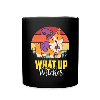 Cute Corgi Witch Halloween Party Dog Love - Full Colour Mug - black - Front