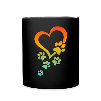 Dog Paw Heart Baby Dogs - Dog Paws Heart - Dog Paw - Full Colour Mug - black - Front