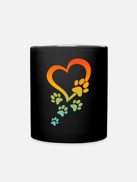 Dog Paw Heart Baby Dogs - Dog Paws Heart - Dog Paw - Full Colour Mug - black