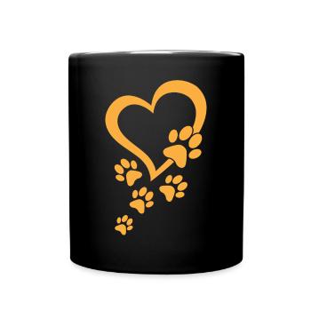 Dog Paw Heart Baby Dog Paws Heart - Dog Paw - Full Colour Mug - black - Front