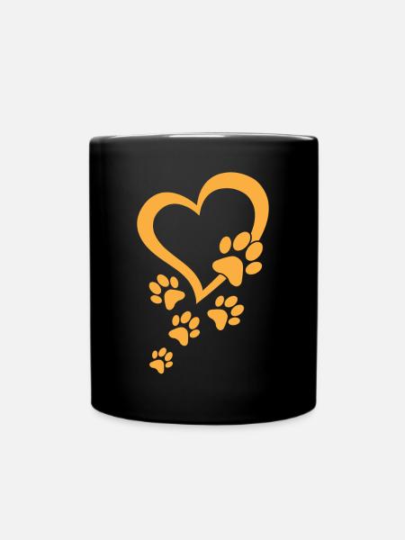 Dog Paw Heart Baby Dog Paws Heart - Dog Paw - Full Colour Mug - black