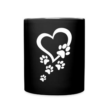 Dog Paw Heart Baby Dogs - Dog Paws Hearts Dog Paw - Full Colour Mug - black - Front