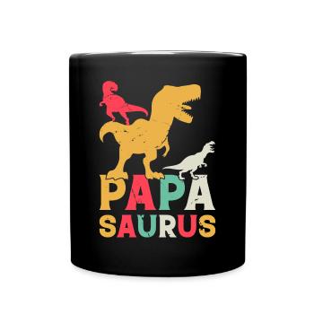 Papasaurus Papa Dinosaure - Papa Saurus Papa Dino - Mug uni - noir - Devant