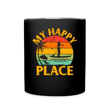 Surfing SUP Girl My Happy Place - Stand Up Paddle - Tasse einfarbig - Schwarz - Vorne