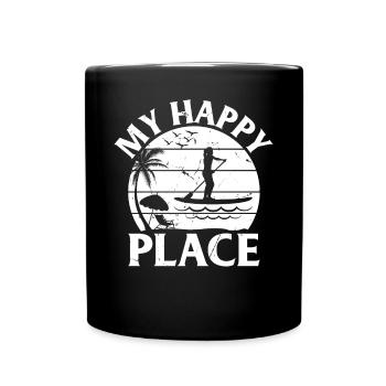 Surfing SUP Girl My Happy Place - Stand Up Paddleb - Tasse einfarbig - Schwarz - Vorne