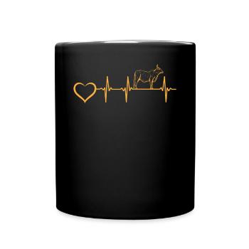 Cow Heartbeat Line Art Cow Heart - Milk Cow Heartb - Tasse einfarbig - Schwarz - Vorne