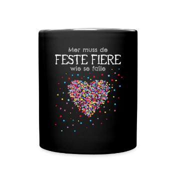 Konfetti Kölsch Karneval Fastelovend 5. Jahreszeit - Tasse einfarbig - Schwarz - Vorne