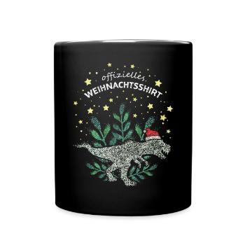 Trex Tyrannosaurus Christmas Heiligabend XMas - Tasse einfarbig - Schwarz - Vorne