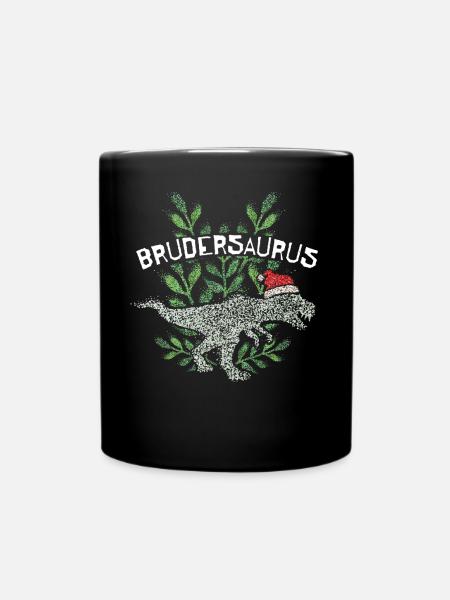 Brudersaurus TRex Dinosaurier Bruder Nikolausmütze - Tasse einfarbig - Schwarz