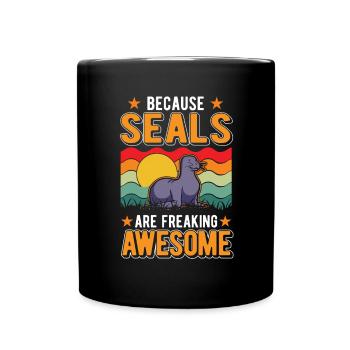 Robbe Gift Sea Lion - Full Colour Mug - black - Front