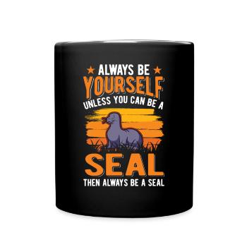 Cadeau de phoque Lion de mer Lion de mer - Mug uni - noir - Devant